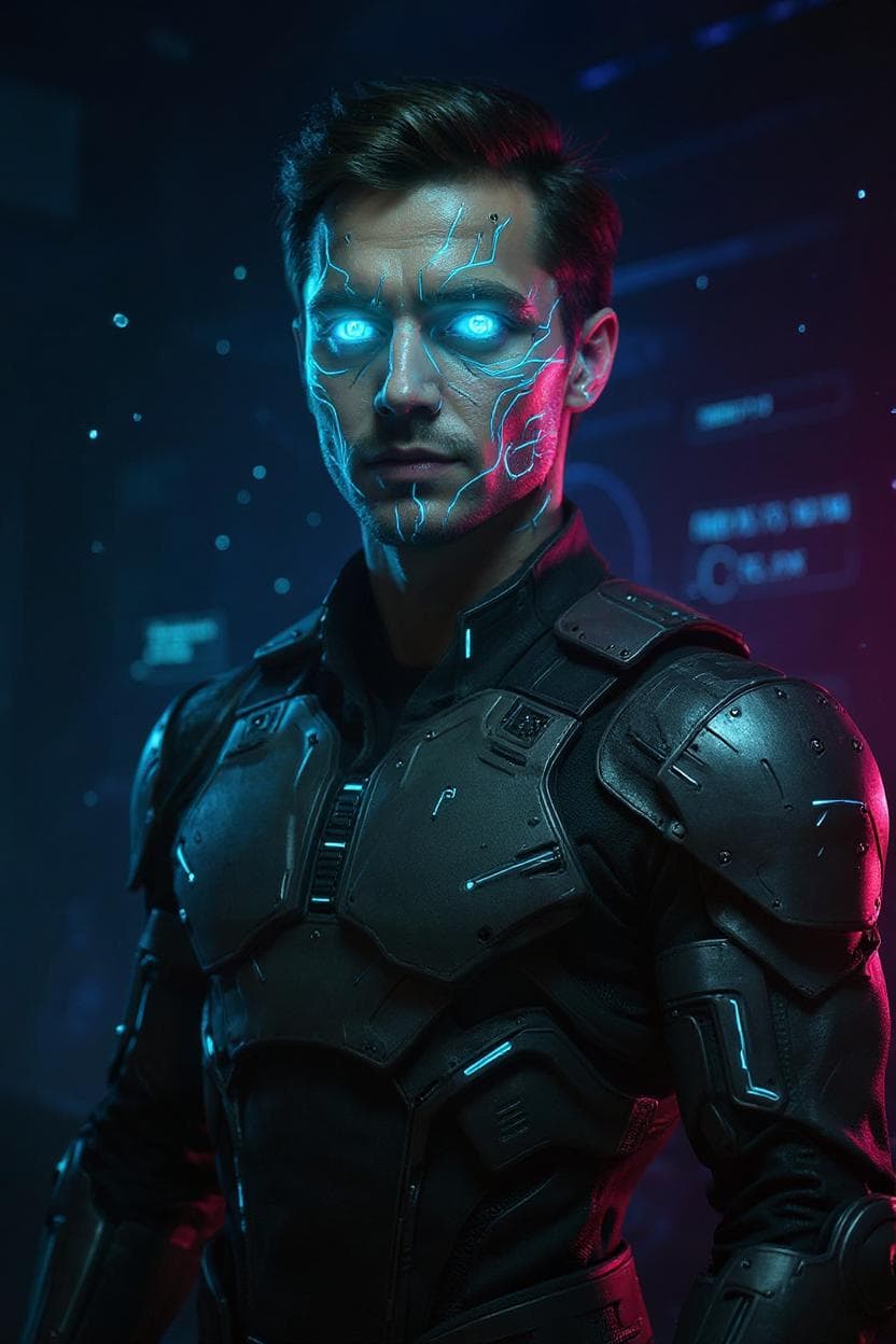 Futuristic Warrior with Circuitry